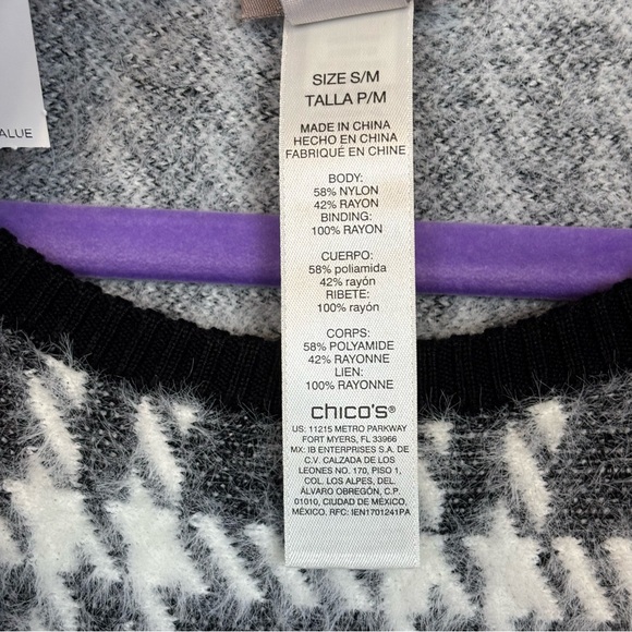 Chico’s Soft Plaid Chainti Poncho Sweater Black/White Size Small/Medium NWT - Picture 4 of 7